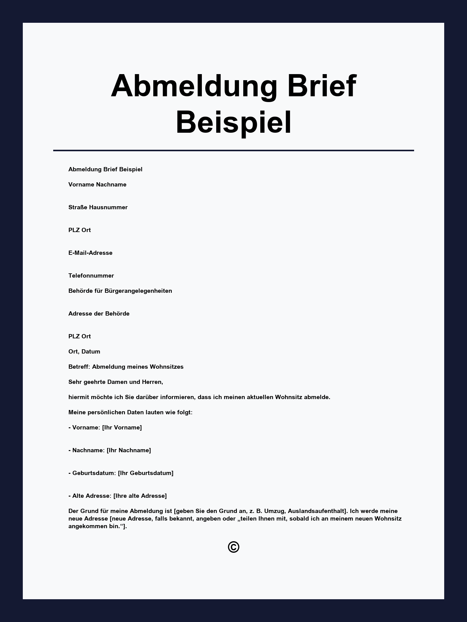 Abmeldung Brief Beispiel