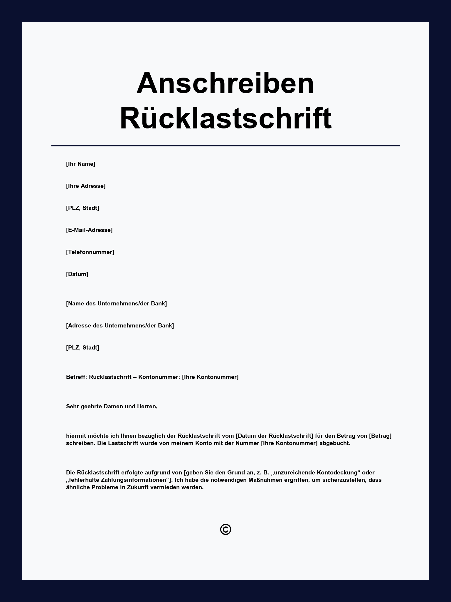 Anschreiben Rücklastschrift Muster
