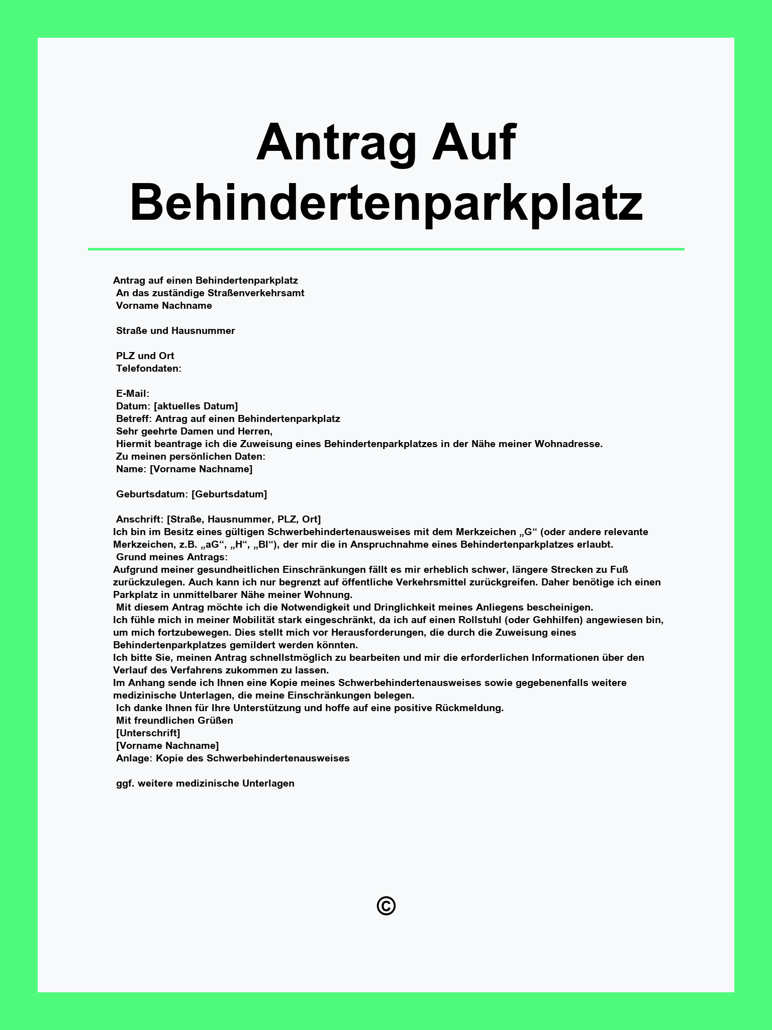 Antrag Auf Behindertenparkplatz Muster