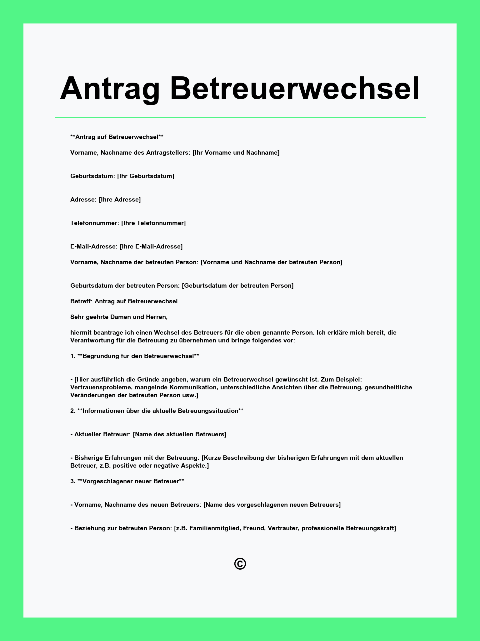 Antrag Betreuerwechsel Muster