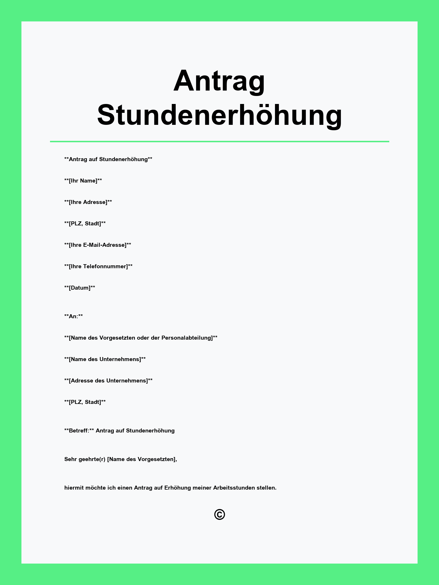 Antrag Stundenerhöhung Vorlage