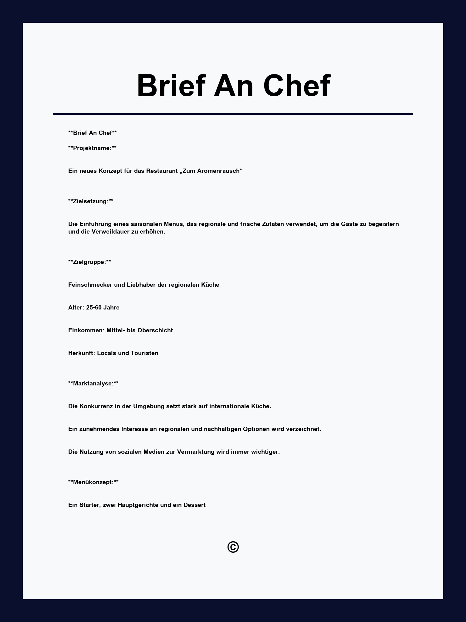 Brief An Chef Vorlage