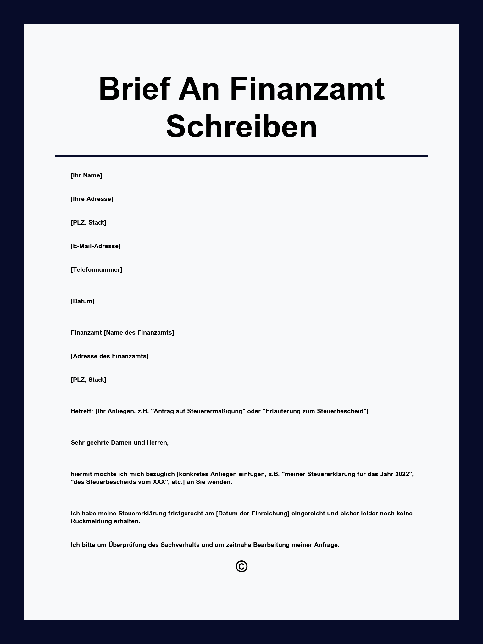 Brief An Finanzamt Schreiben