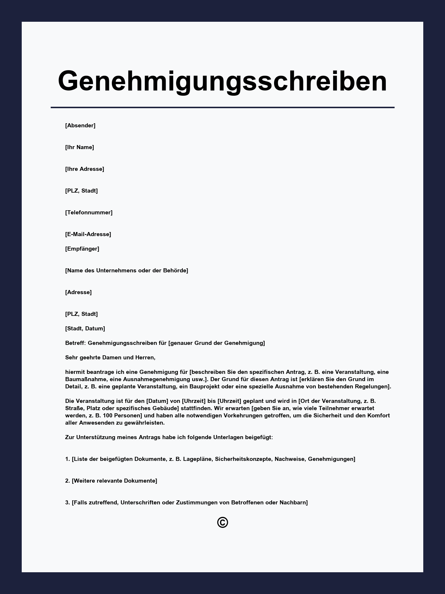 Genehmigungsschreiben Muster