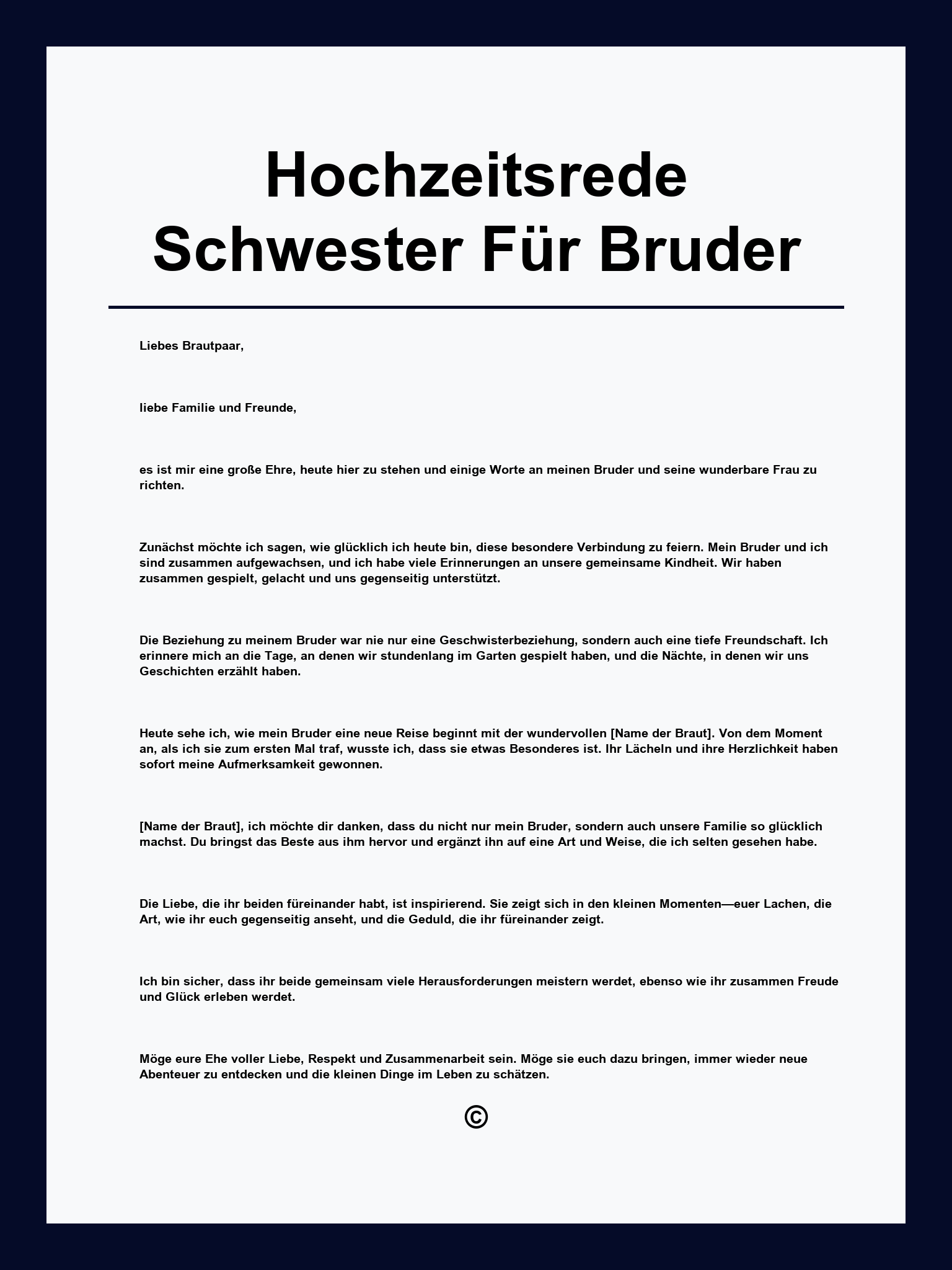 Hochzeitsrede Schwester Für Bruder Vorlage