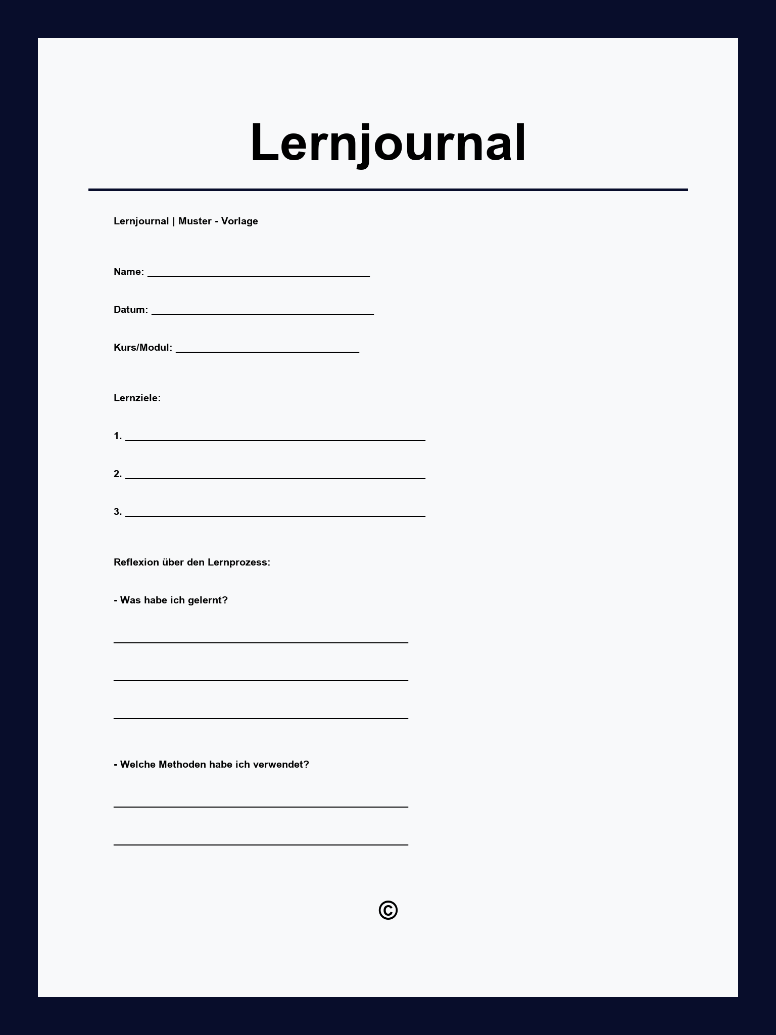 Lernjournal Vorlage