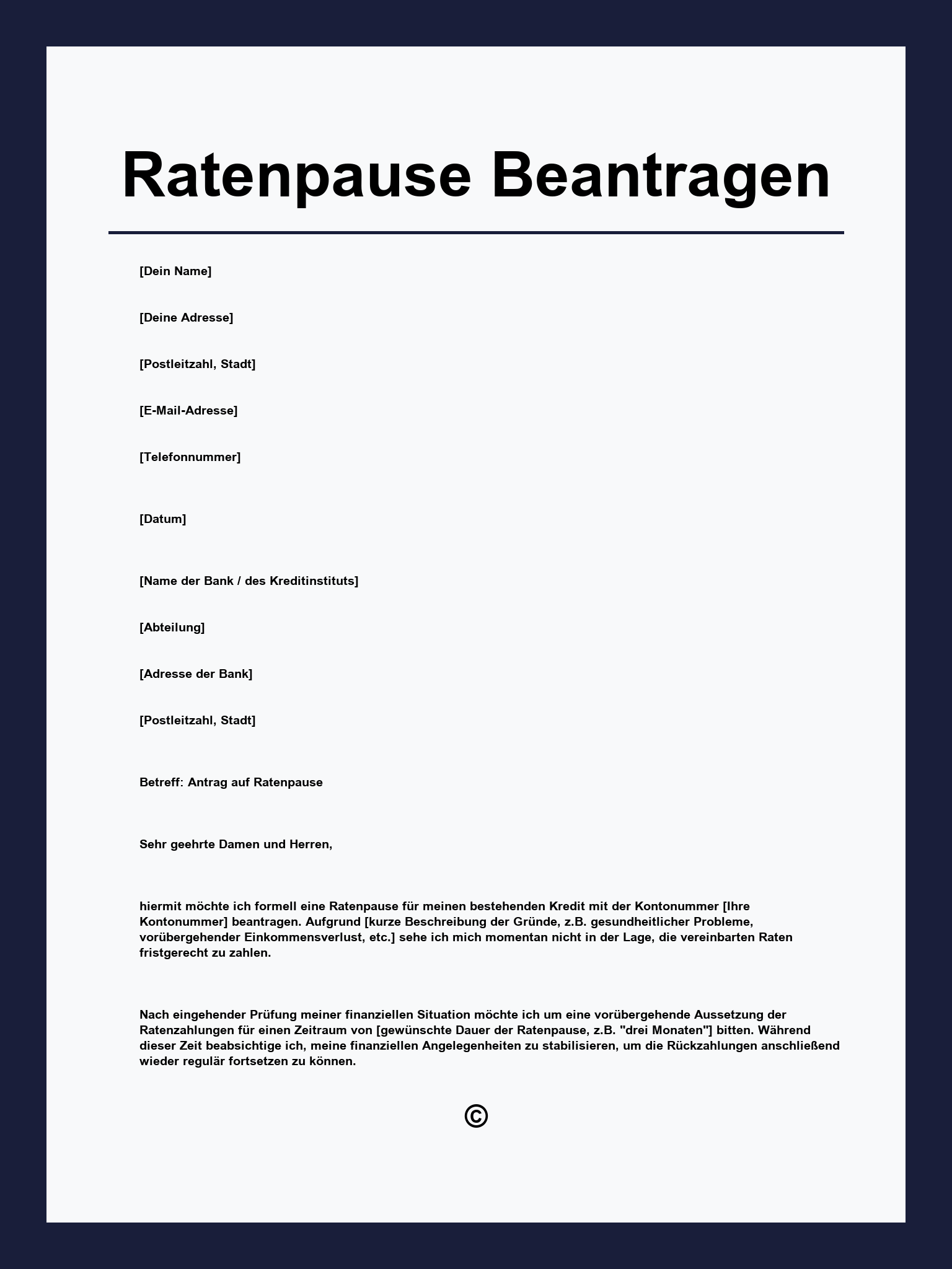 Ratenpause Beantragen Vorlage