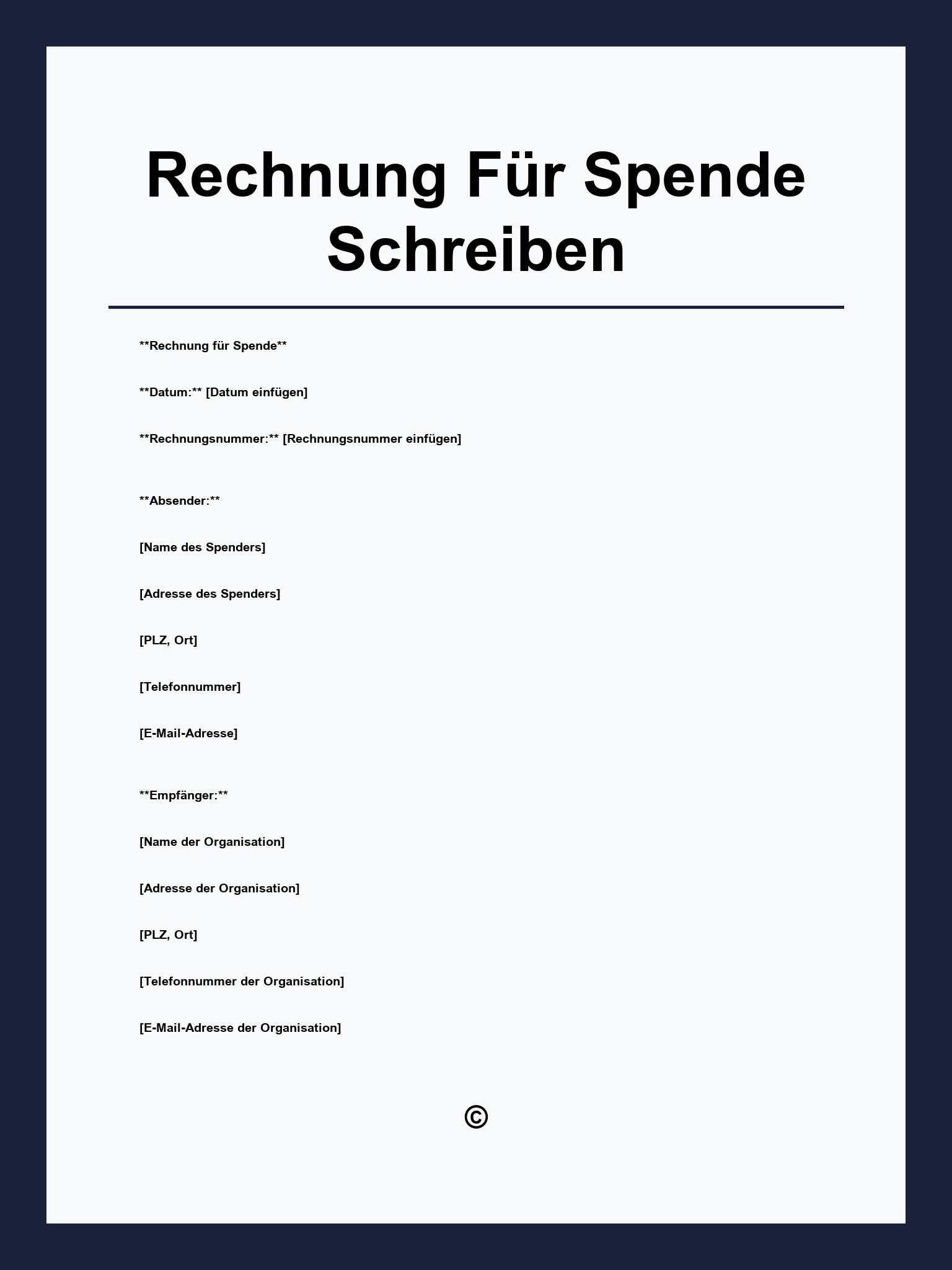 Rechnung Für Spende Schreiben Vorlage