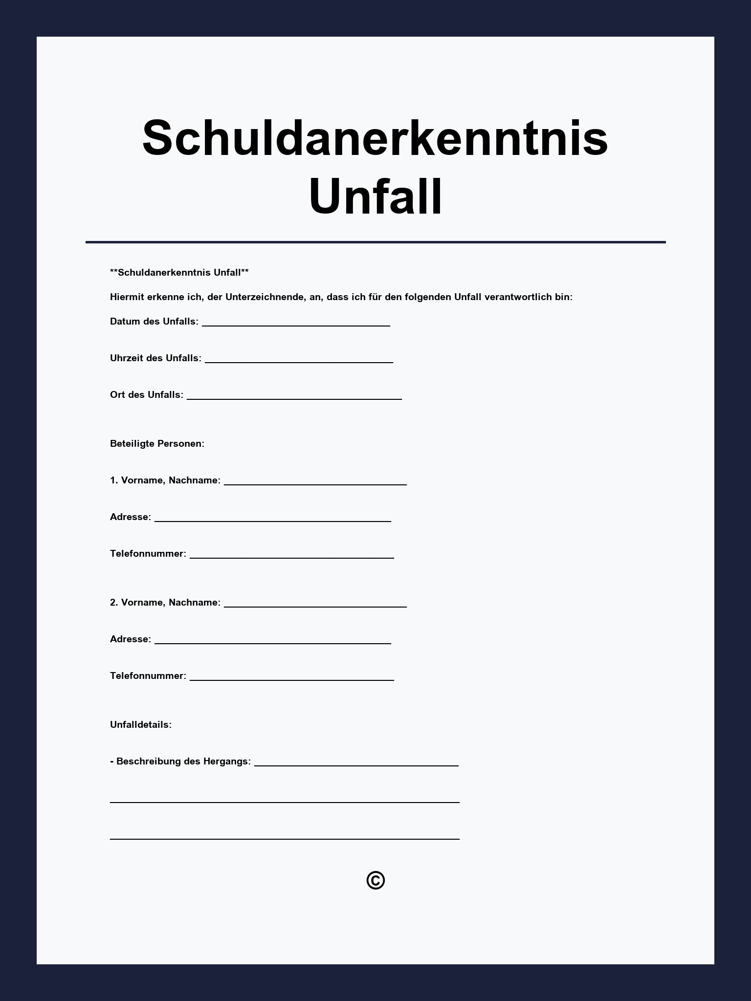Schuldanerkenntnis Unfall