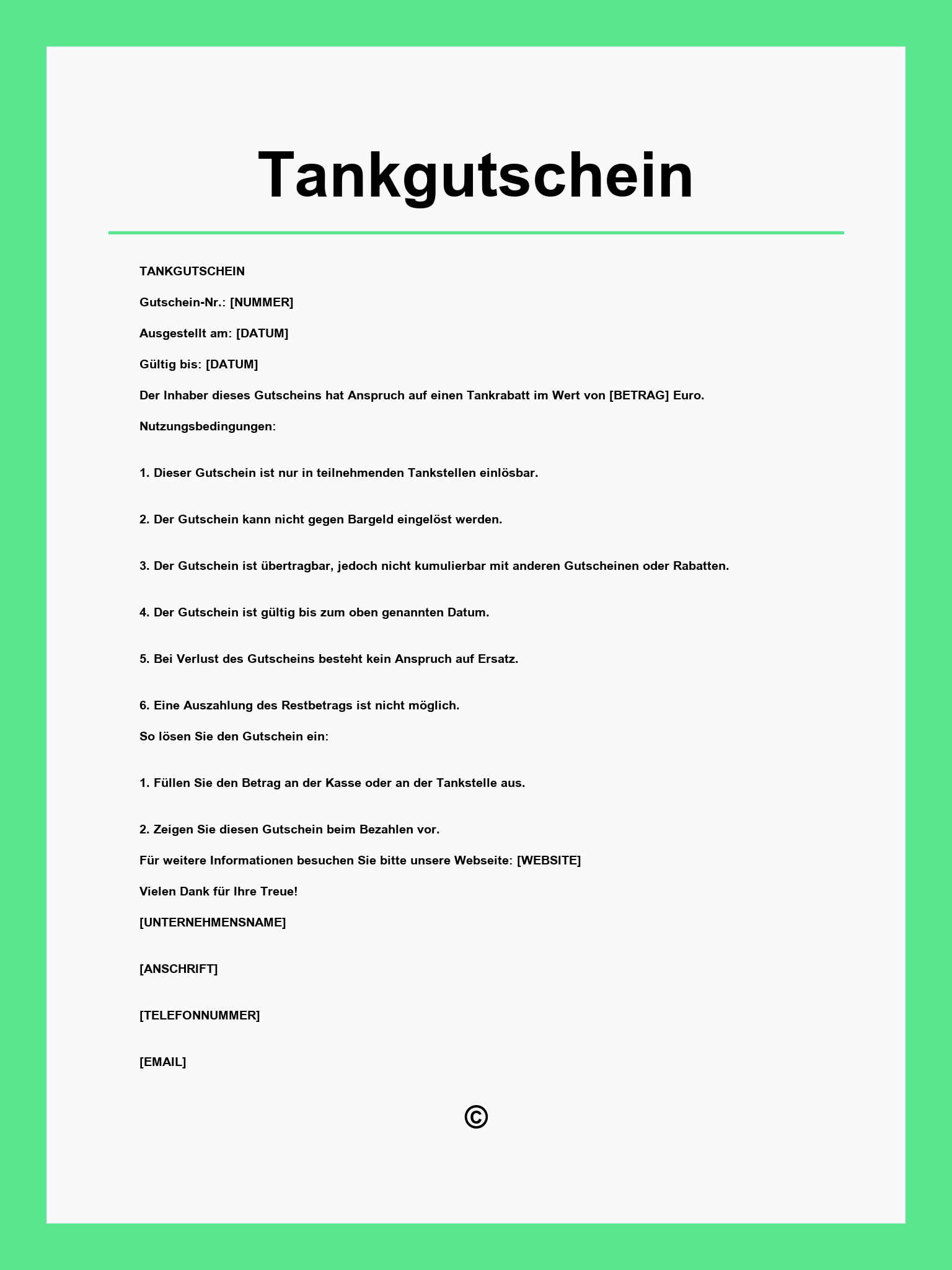 Tankgutschein Vorlage